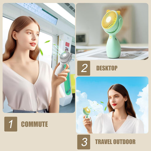 QearFun Cute Handheld Lanyard Fan Portable,Mini Personal Fan, 3 Speeds with 180° Rotation,Small Makeup Fan for Girls Women,USB Rechargeable Fan fo...