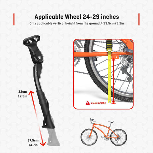 HENMI Bike Kickstand for Adult Bikes, Adjustable Bicycle Kickstand for Most 24"-29", 4 Holes, Non-Slip Sole, Aluminum Alloy Material, Kickstand fo...