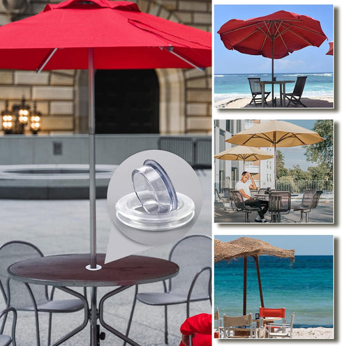 AIEX 2 Inch 4 Sets Patio Table Umbrella Hole Ring and Cap Set Silicone Transparent Including 4 Rings and 4 Stoppers...