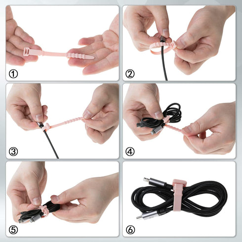 12 Pack Reusable Cable Zip Ties, 4.5 Inch Elastic Silicone Cord Organizer Straps for Bundling and Organizing Phone Charging, Cable Wire, Headphone...