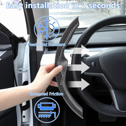 Steering Wheel Cover for Tesla Model 3 Model Y Wrap Protector,Carbon Fiber Finishes Design, Interior Modification Auto Tesla Model Y / 3 Accessori...