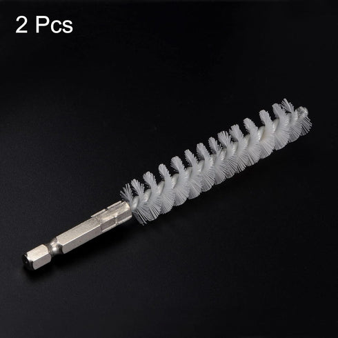 2pcs Nylon Bore Brush 15mm Dia Cleaning Wire Brush with Handle 1/4 Inch Hex Shank for Tubes, Ports, Bearings...