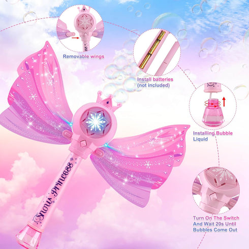 Bubble Wands for Kids Toys for 3 4 5 6 Years Old Girls: Light Up Bubble Wand Outdoor Toys for Girls Ages 4-8 Bubble Party Favors for Kids 4 Year O...