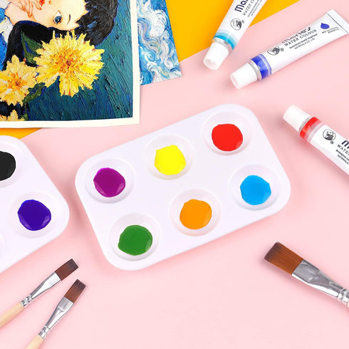 16 PCS White Plastic Paint Tray Palettes, Watercolor Palette Painting Tray for Painting Party, DIY Craft and Art Painting...