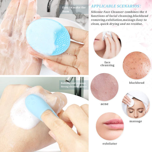 Yebeauty Silicone Facial Cleansing Brush Set of 15, 5pcs Face Scrubber, 5pcs Nose Blackhead Remover and 5pcs Double-Sided Exfoliating Lip Brush Li...