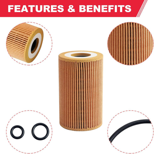 Oil Filter Compatible with 2012-2014 VW Passat 2.0L L4 Diesel TDi Engine Replaces# HU7008Z (2Pcs)...