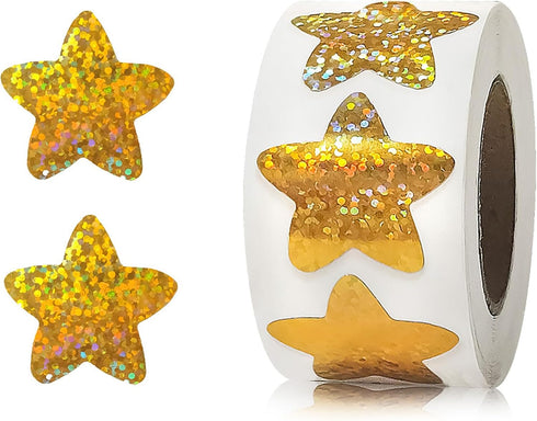 Sparkly Foil Small Star Stickers 500Pcs Gold Star Stickers 1" Diameter for Kids Reward, Arts and Crafts and Homeschool Teacher Supplies Planner an...