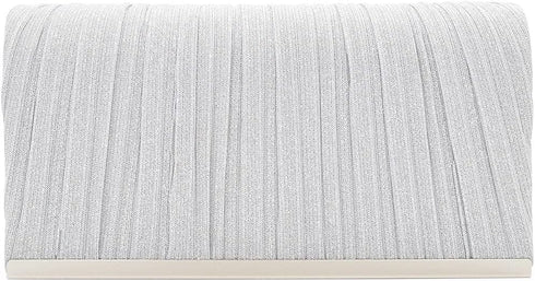 Premium Pleated Metallic Glitter Mesh Clutch Evening Bag Handbag...