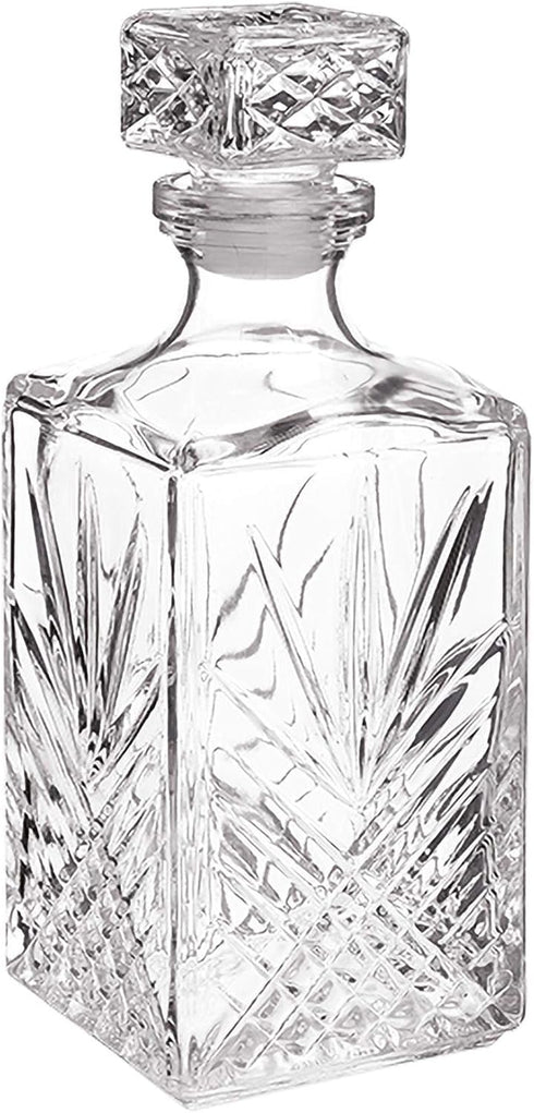 Bormioli Rocco Selecta Collection Whiskey Decanter – Sophisticated 33.75oz Diamond Decanter With Starburst Detailing – For Whiskey, Bourbon, Scotc...