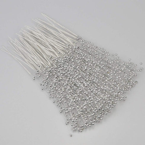 100PCS 4MM Bridal Wedding Pearl Bouquet Party ABS Pearls String Pearls Sticks Decor Christmas Party DIY Home Party Wedding Table Centerpiece (Silv...