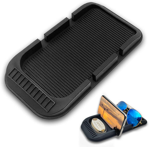 Car Dashboard Cell Phone Holder, Anti-Slip Pad Double-Groove with Number Plate Auto Silicon Tray, Silicone Car Pad Mat for Various Dashboards,Phon...