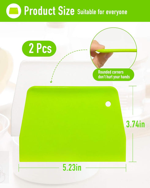 (2PCS) Dough Scraper Bowl Scraper ?Food safe Plastic Dough Cutter? Flexible Plastic Scraper Practical Bench Scraper Multipurpose Food Scrappers fo...