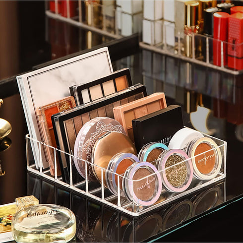 JessLab Eyeshadow Palette Makeup Organizer, Acrylic 7-Section Divided Make up Organizers and storage for Bathroom Vanity Countertop, Transparent, ...