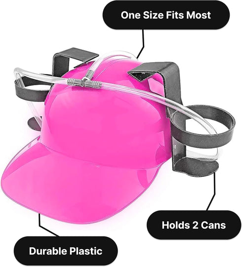 Fairly Odd Novelties Beer Soda Guzzler Helmet Drinking Party Hat, Pink...