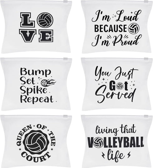 54 Pieces Volleyball Pouch EVA Matte Small Makeup Bag with Words Volleyball Gifts Volleyball Party Bags Sport Waterproof Cosmetic Bags Portable Vo...
