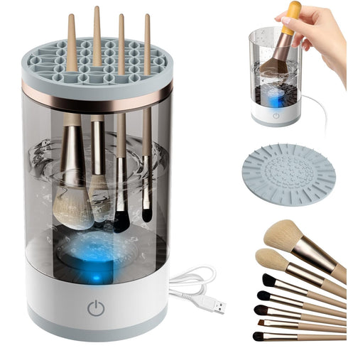 Electric Makeup Brush Cleaner, Cosmetic Brush Cleaner, Upgraded Electric Makeup Brush Cleaner with Brush Clean Mat, Automatic Spinning Makeup Brus...