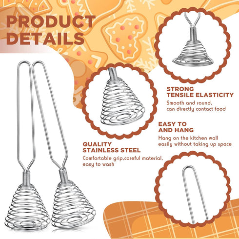 4 Pieces Stainless Steel Spring Whisk, 8.46 Inches Egg Whisk Hand Push Whisk Blender French Style Whisk Wire Whisk for Egg Beater Kitchen Utensil ...
