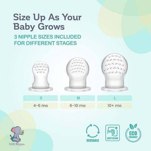 LittleWhispers Baby Fruit & Food Feeder Pacifier - Pacifier Feeders for Fresh Fruit or Frozen Breastmilk - Infant Teething Relief - Set of 2...