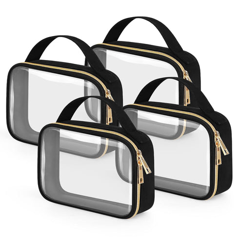 Wedama TSA Approved Toiletry Bag, 4 Pack Clear Makeup Bags with Handles, Quart Size Clear Toiletry Bags, PVC Clear Cosmetic Bags for Women and Men...