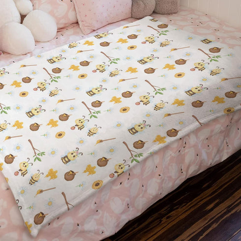 Bee Baby Blanket Honey Daisy Flowers Cute Animals Flannel Blanket Throw Neutral Receiving Blanket Cute Baby Swaddle Blanket for Baby Toddler Boy G...