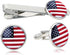 American Flag USA Tie Bar Clip and Cufflinks Set - Silver Colored Metal Plated - Luxury Clothing Accessories...