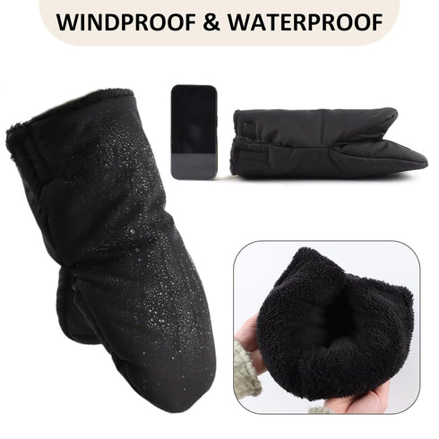 Zsedrut Stroller Gloves Universal Winter Anti-Freeze Stroller Mittens Water Repellent Hand Warmer Muff Fleece Lined,Winter Stroller Accessories (B...