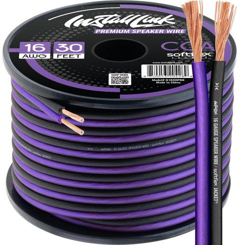 16 AWG Gauge Speaker Wire Cable (30 Feet) Stereo, Car or Home Theater, CCA...