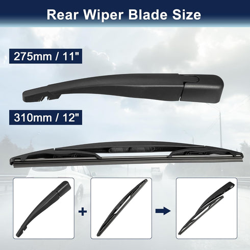 X AUTOHAUX Rear Windshield Wiper Blade Arm Set for Ford Escape 2008-2012 for Lincoln MKT 2010-2019...