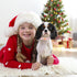 Christmas Dog Collar for Medium Dog, Pink Elk Santa Claus Male Dog Collar with Safety Metal Buckle Adjustable Puppy Collars for Small Large Boy&Gi...