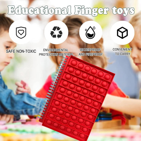 Lined Journal Notebooks for Kids Fidget Notebook Pop Painting School Office Writing Notes Push Silicone Cover Sensory Bubble Lined Spiral Stress R...