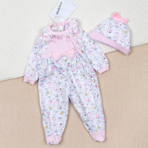 2Pcs Medylove Reborn Baby Dolls Girls Clothes 16-18 inch Newborn Reborn Doll Pink Outfit 17 inch Doll Printed Baby jumpsuit...
