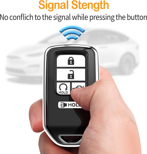 Sindeda for Honda key fob cover with leather keychain,Soft TPU Full Cover Protection,key fob case compatible Honda Accord Civic CRV Pilot Odyssey ...