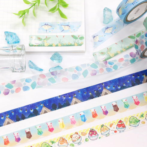 SAIEN Washi Masking Tape Set - 6 Rolls, Summer Designs & Japanese Traditional Patterns - Ideal for DIY Crafts & Gift Wrapping - 1.5cm x 7m Each (0...