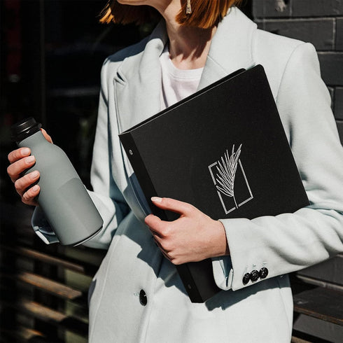 Vienrose 3 Ring Binder, 1 inch Round Rings Durable Linen Binder fit 8.5 x 11in Paper, with Leaf Printed for School, Office and Home, Orange...