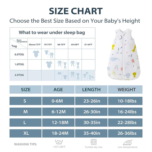 Mosebears Sleep Sack Baby Winter Wearable Blanket with 2-Way Zipper,2.5 TOG Cotton Sleep Sack Unisex (White Animal, 0-6 Months)...