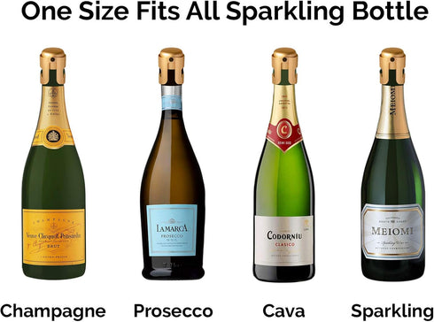Gold Champagne Stopper, Designed in France, Bottle Sealer for Cava, Prosecco, Sparkling Wine, Fizz Saver, Passed 13 lbs Pressure Test (1, Gold/Bla...
