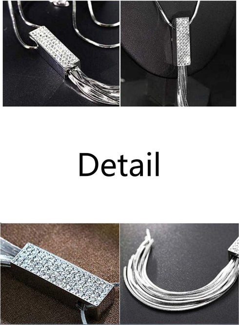 Cathercing Rhinestone Tassel Pendant Long Necklace for Women Sweater Chain Statement Necklace Choker Adjustable Elegant Jewelry Crystal Accessorie...