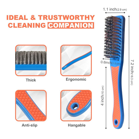 Wire Brushes for Cleaning, Heavy Duty Stainless Steel Wire Scratch Brush for Metal Rust Cleaning, Paint Scrubbing with Rubber Covered Handle...