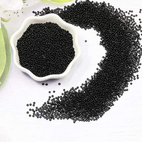 Size 12/0 Crafts Glass Seed Beads 2mm Black Beads for Jewelry Making (Total About 100g About 11000pcs)...