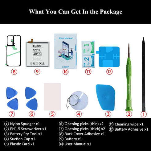 S21 Ultra Battery Replacement Kit for Samsung Galaxy S21 Ultra SM-G998U/U1/N/B/W and Other All G998 Models with Repair Tools Kit and User Manual...