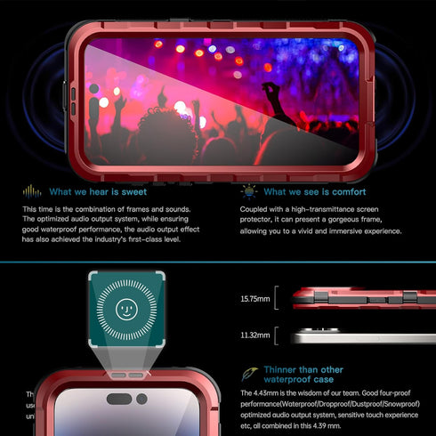 Designed for iPhone 15 Pro Max Metal Waterproof Case with Built-in Screen Protector, Metal Tough Cover Shockproof Dustproof Sturdy Durable Protect...