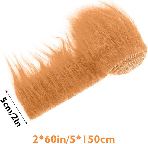 Shaggy Plush Faux Fur Fabric Precut Strips 2x60inch Brown Fur Fluffy Fuzzy Craft Fur for Gnomes Beard Santa Claus Hair Dwarf Christmas Decoration ...