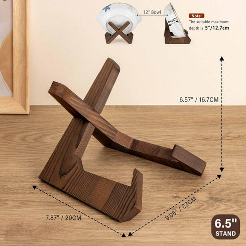 Plate Stand, 6.5 Inch Bowl Stands for Display, Wooden Easel Frame Holder, Display Stand for Large Deep Bowls Platters and Dishes, 6.5" H x 9" W x ...