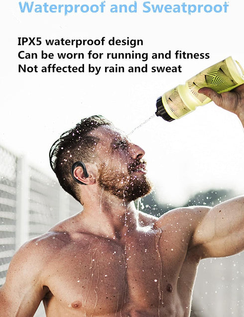 Wireless Bluetooth Headphone, Painless Wearing Headset with Mic for Cell Phone, Non Ear Plug Non Bone Conduction Ear Hook Earbuds, Lightweight, Wa...