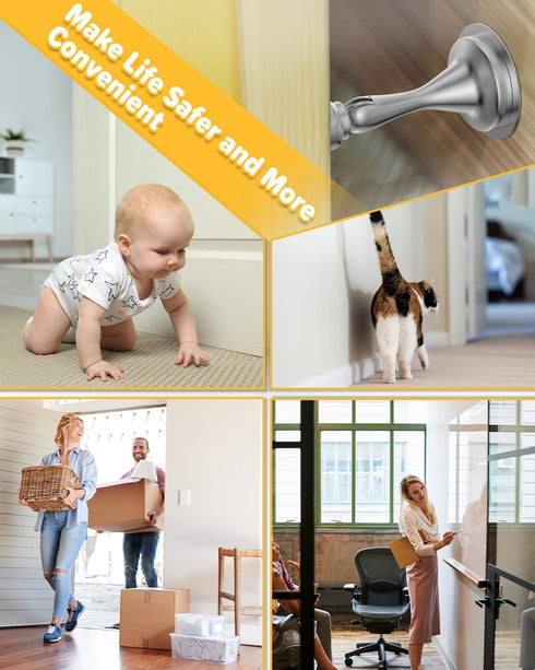 Door Stoppers Magnetic Door Catch - 2 Pack Stainless Steel Heavy Duty Door Holder Stops for Bottom Top of Door - Wall Floor Mounting No Drill 3M A...