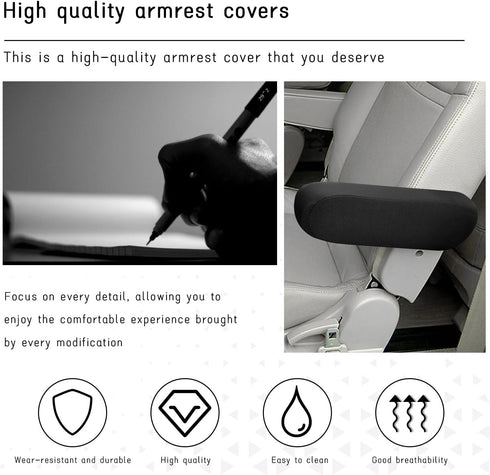 2 PCS Car Front Seat Armrest Covers, Soft Elastic Fabric Auto Arm Rest Protector, Breathable Front Seat Armrest Cover Replacement, Universal Vehic...