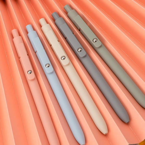 5PCS Retractable Gel Pens Set, Quick Dry Black Ink Fine Point Roller Ball Gel Ink Pen for Smooth Writing (Morandi Color)...