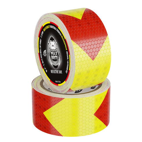 Max Brite Reflective Tape, 30 Feet x 2 Inch Honeycomb Reflector Tape, Safety Reflective Tape for Trailers, Trucks, Equipment, Yellow and Red Refle...
