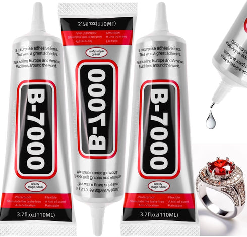 3 PCS 110ML B-7000 Clear Glue for Rhinestones, DIY B7000 Adhesive Crafts Glue Multipurpose Super Adhesive Industrial Bonding Glue for Fabric Gem S...
