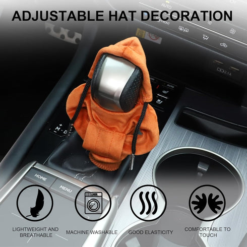 Car Shifter Knobs Cover Hoodie, Car Gear Shift Knob, Cute Hoodie for Car Gear, Automatic Shift Knobs Decoration, Car Interior Accessories (Orange)...